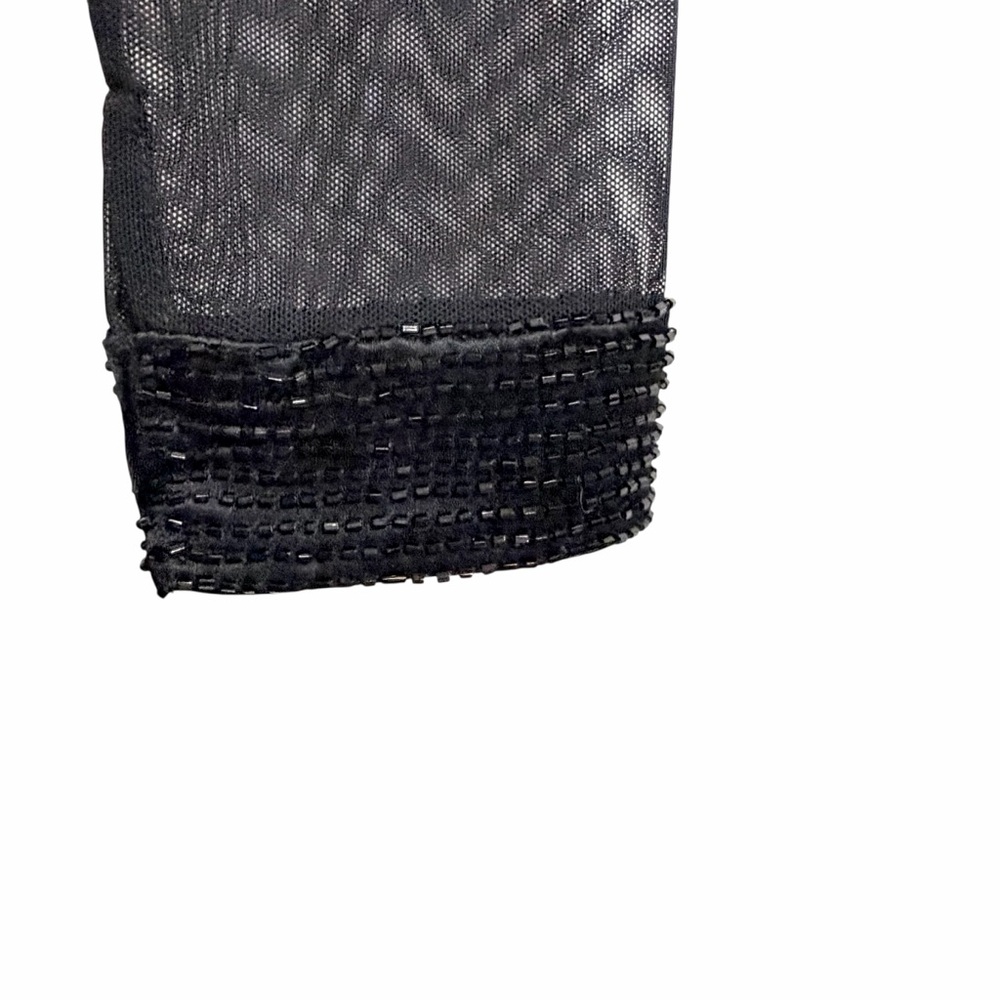 Black Tie Oleg Cassini VTG Beaded Cocktail Sheath Mini Dress Black 6 Sheer Mesh - Picture 7 of 11